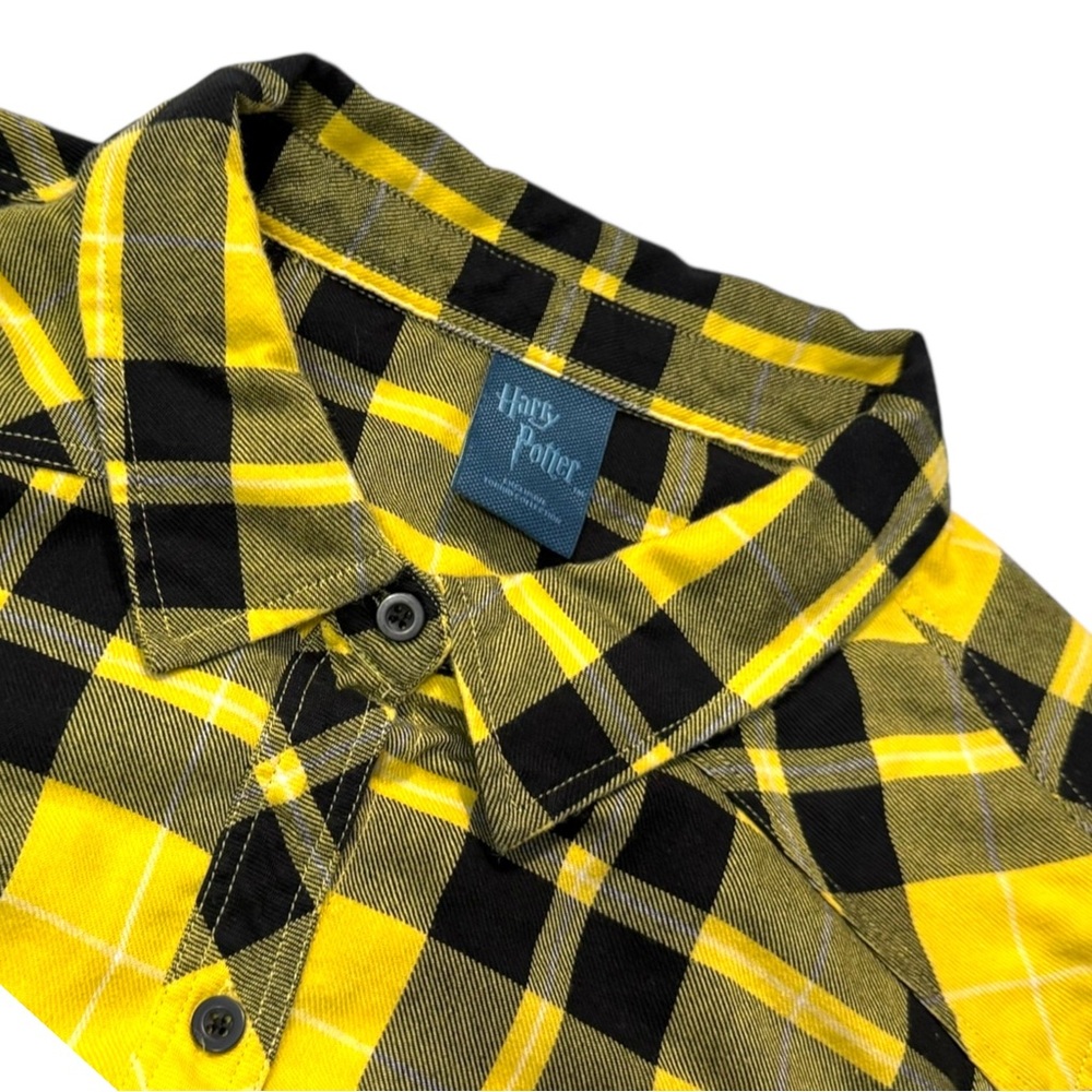 Harry Potter Hufflepuff Yellow‎ and Black Plaid Shirt Size 3 - Picture 5 of 7